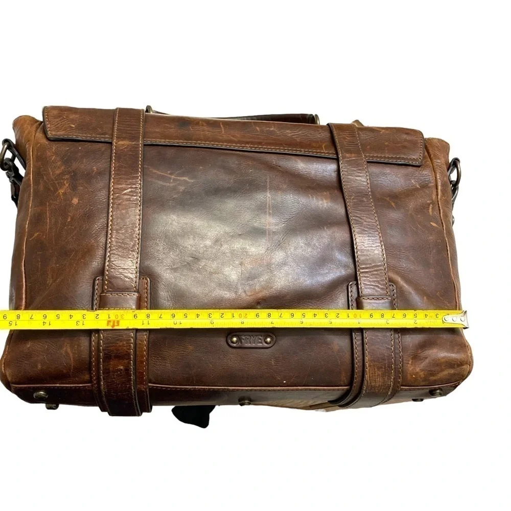 FRYE amazing distressed leather briefcase bag unisex BEAUTIFUL brown